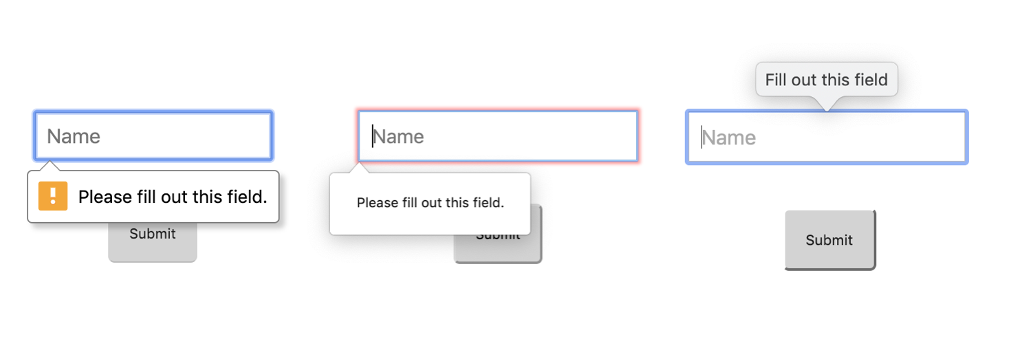 Invalid form field display across browsers
